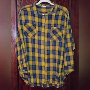 143 Story, 1X, Blue and Yellow, Distressed Flannel